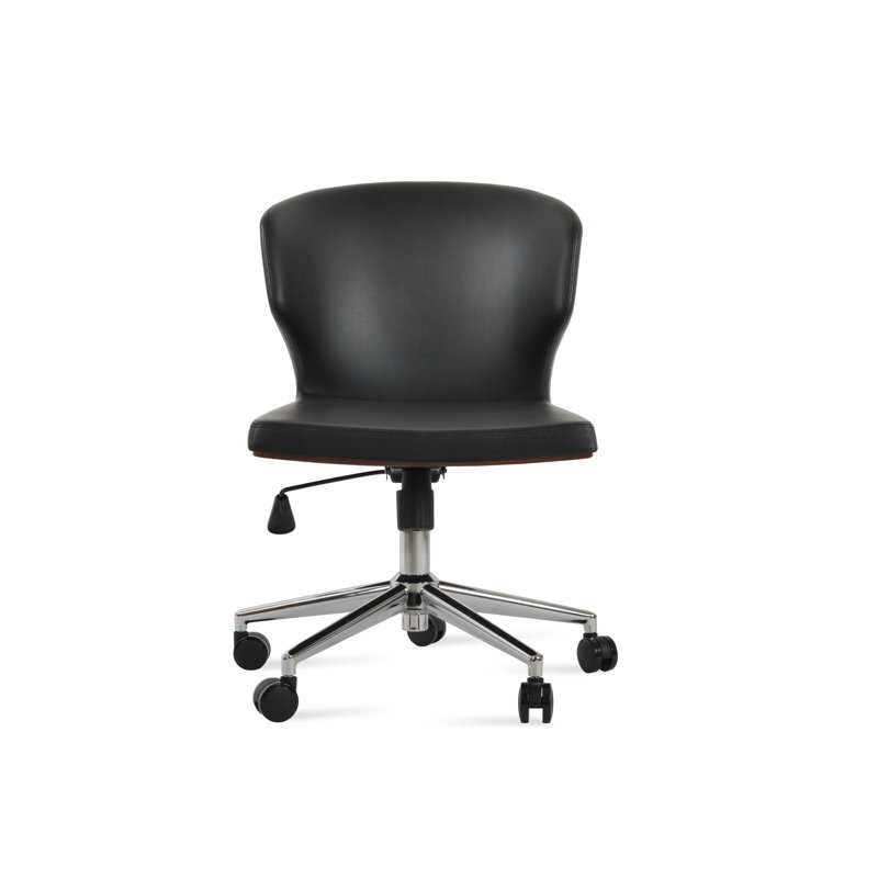 Chaise de bureau Amed Plus, Chrome chrome, Noir