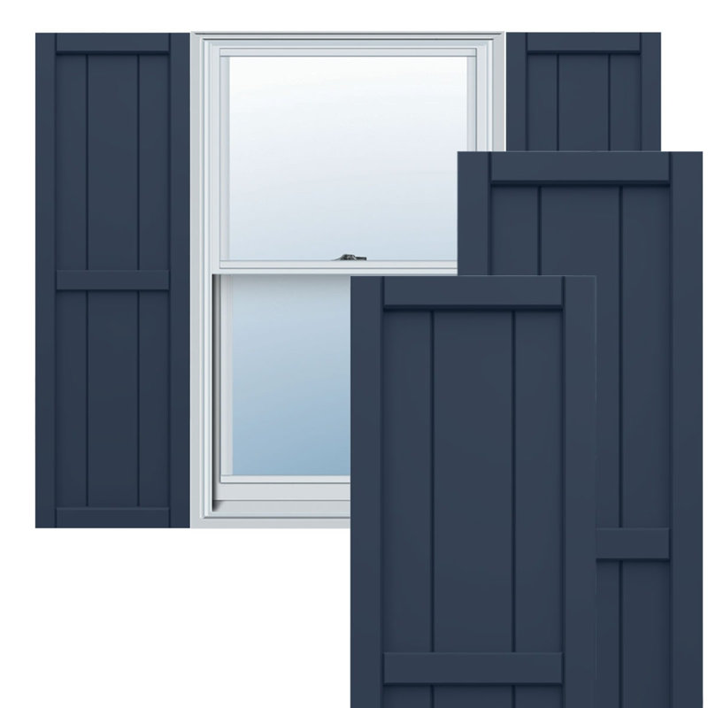 True Fit PVC, volets encadrés encadrés, 16.125", 44", Bleu nuit sans étoile