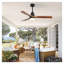 52 Inch Indoor Ceiling Fan with Dimmable LED Light, 3 Solid Wood Blades, Remote Control Reversible DC Motor - Matte Black for Living Room