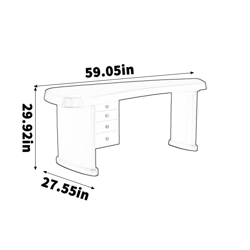 Bureau en bois massif noir et blanc