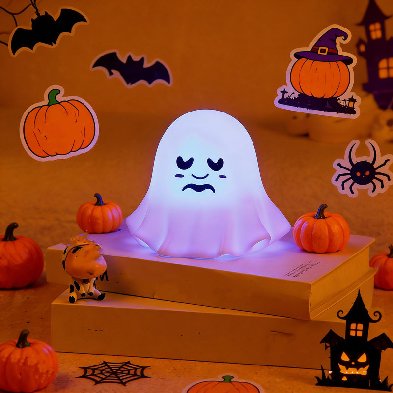 Mignon fantôme veilleuse pour enfants 7 couleurs changeantes lampe de chevet rechargeable veilleuse décor pour chambre à coucher cadeau de chambre de bébé pour garçons filles adolescents