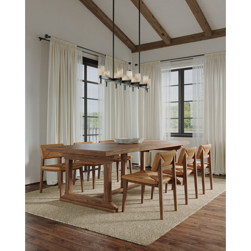 Luminaire suspendu linéaire à 10 lumières pour îlot de cuisine avec abat-jour albâtre Lucian, Bronze urbain