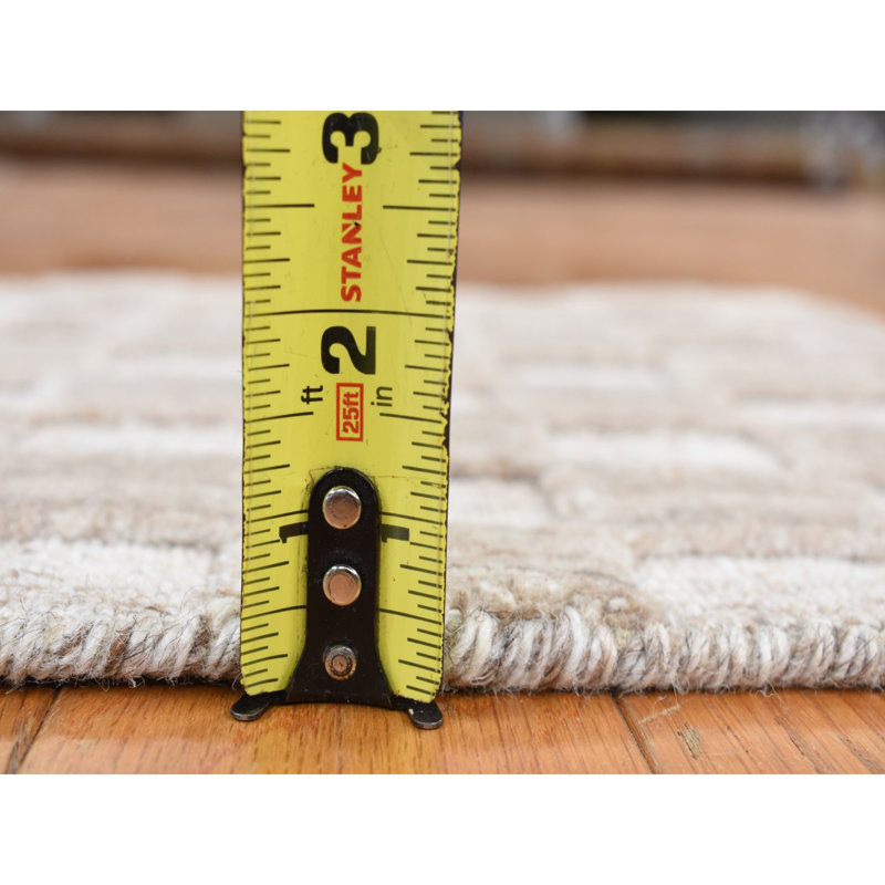 Tapis gris en laine tissé à la main 1 pi 6 po x 1 pi 6 po