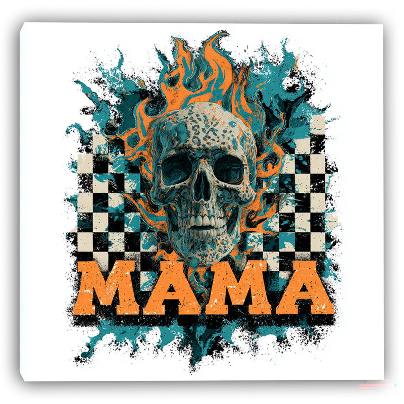 «Flame Skull Mama I», art mural sur toile tendue, H 40 po x l 40 po