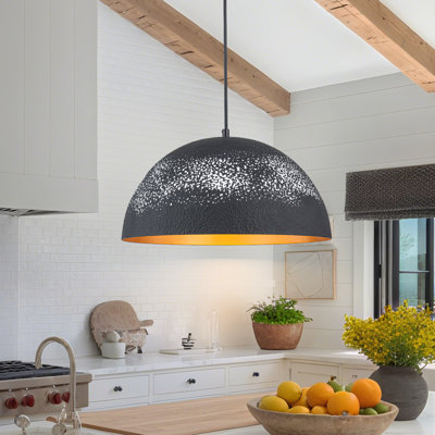 Luminaire suspendu en forme de dôme à 1 lumière de 15,7 po peint à la main