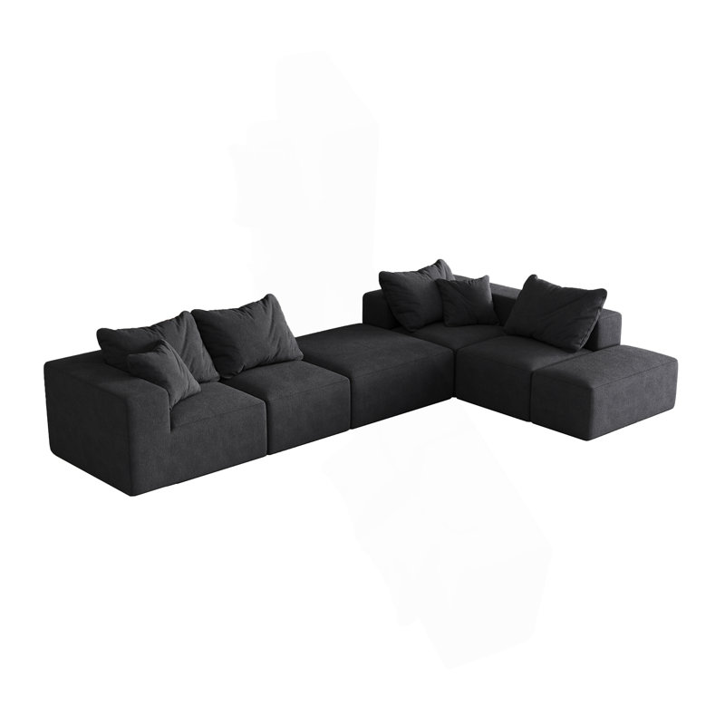 Ensemble de canapé modulaire rembourré moderne, canapé modulaire en L de 132 po avec 6 coussins, canapé-lit combiné gratuit pour le salon, la chambre à coucher
