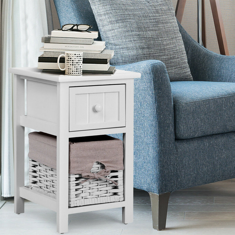 Table de bout avec rangement Augu, Blanc