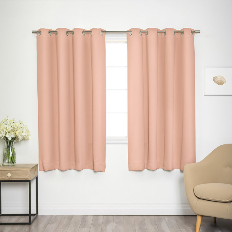 Schaeffer Solid Blackout Thermal Grommet Curtain Panels, 52" W x 63" L, Blush