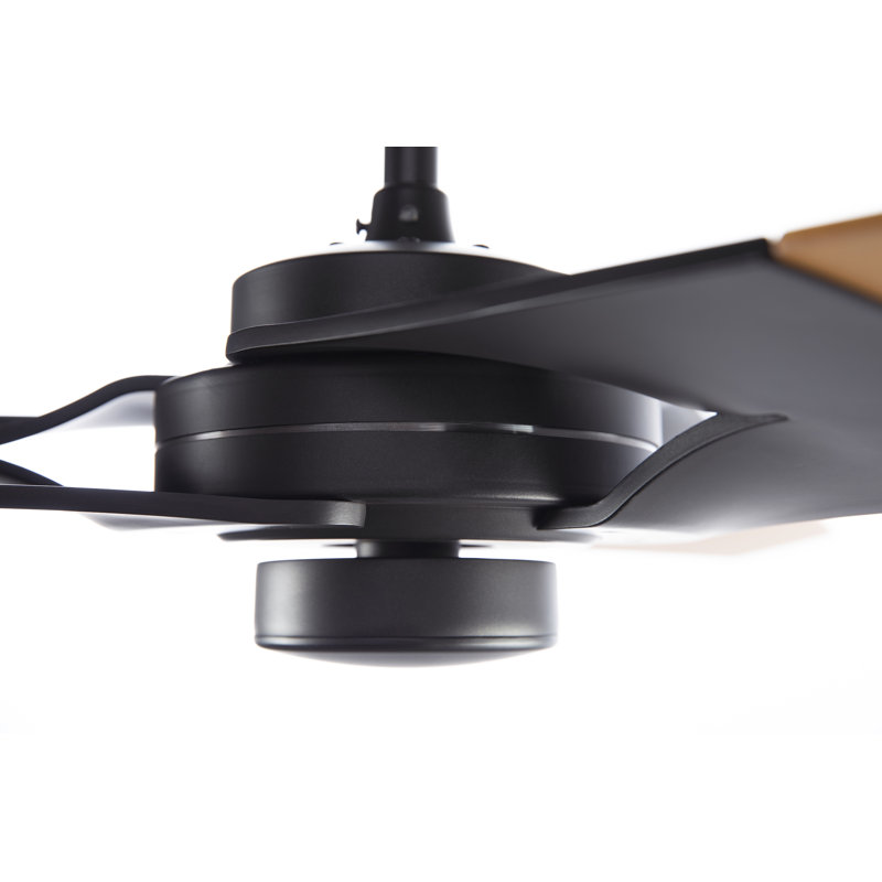 Torsion LED Downrod Ceiling Fan, Handheld Remote Control (2-wire), Maple, Dark Bronze