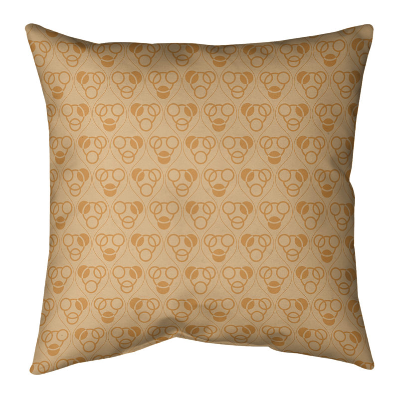 Coussin décoratif à cercles Waves intérieur/extérieur, 16 po x 16 po, Orange, Protection UV
