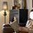 French retro oak black fireplace decorative cabinet-446801042