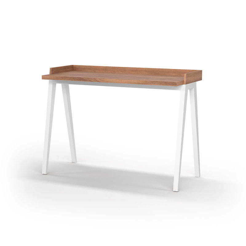 Mcraney Solid Wood Base Writing Desk, Walnut, White