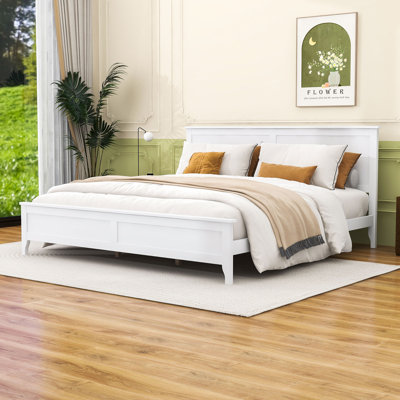 Wooden Platform Bed with Headboard