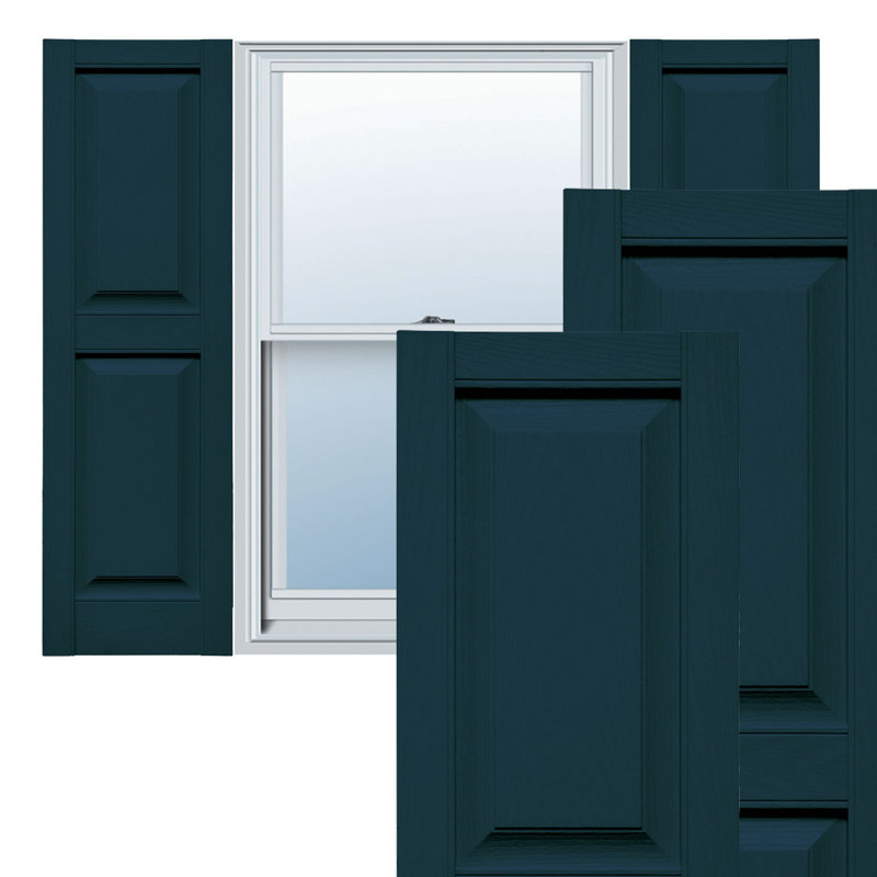 Vinyle à vie, panneaux sur mesure, volets surélevés, avec persiennes, Bleu minuit, H 34 po x l 14,5 po x P 1 po