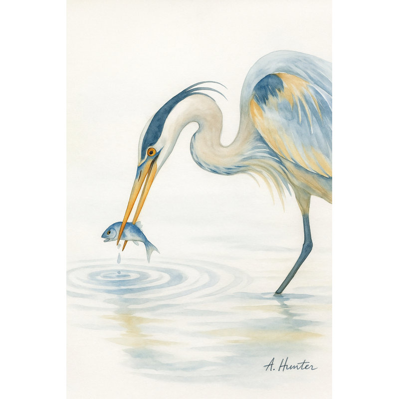 Élégant art mural sur toile, "Héron bleu", H 40 po x l 30 po