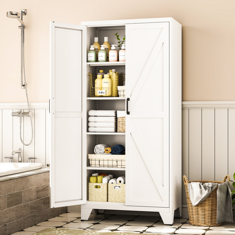 Garde-manger de 75 po de hauteur avec tablettes et portes réglables, huche de cuisine avec rangement à 5 niveaux pour la cuisine et la salle à manger