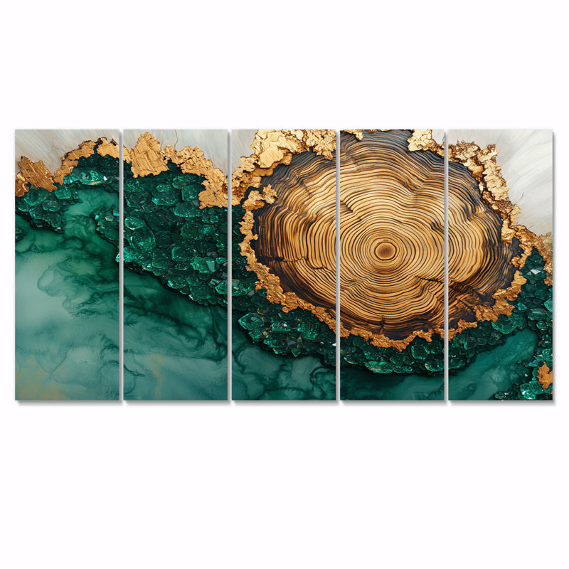 Shanna - décoration murale cristaux - art mural traditionnel 5 pièces, H 28 po x l 60 po