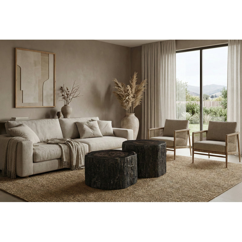 Chaka Petrified Coffee Table, Rough, Black, Tall