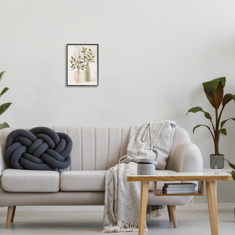 Art de giclée Vase Ikebana par Lisa Perry White, H 14 po x l 11 po x P 1,5 po, Giclée encadrée noir minuit
