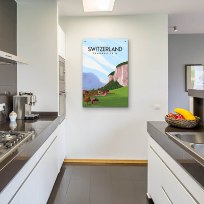 Art mural en verre "Alpes Suisses" par Omar Escalante