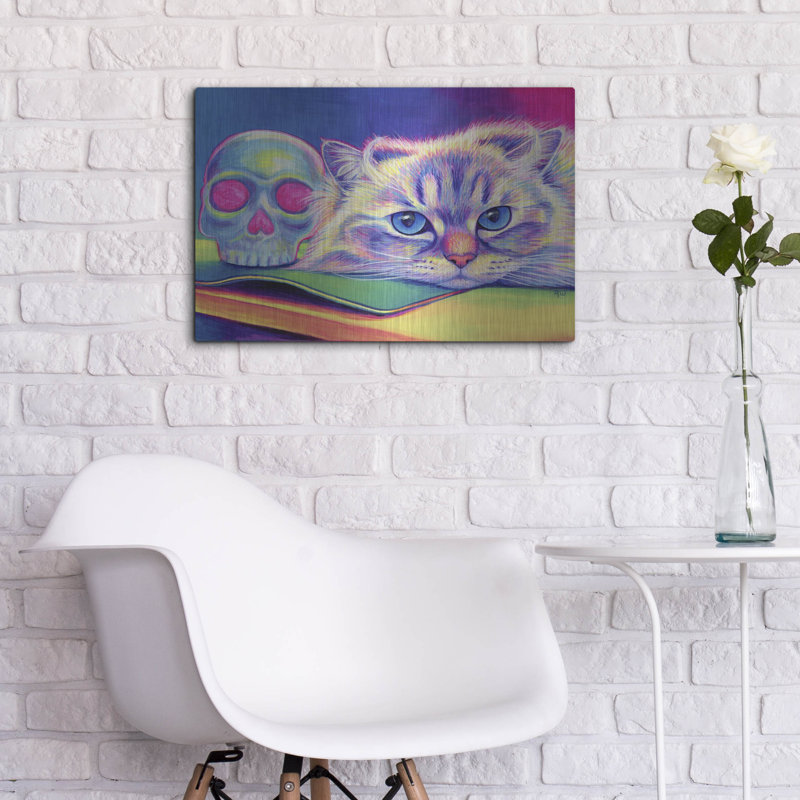 Art mural luxueux «Himalayan Cat With Skull» par Rebecca Wang Art, H 16 po x l 24 po