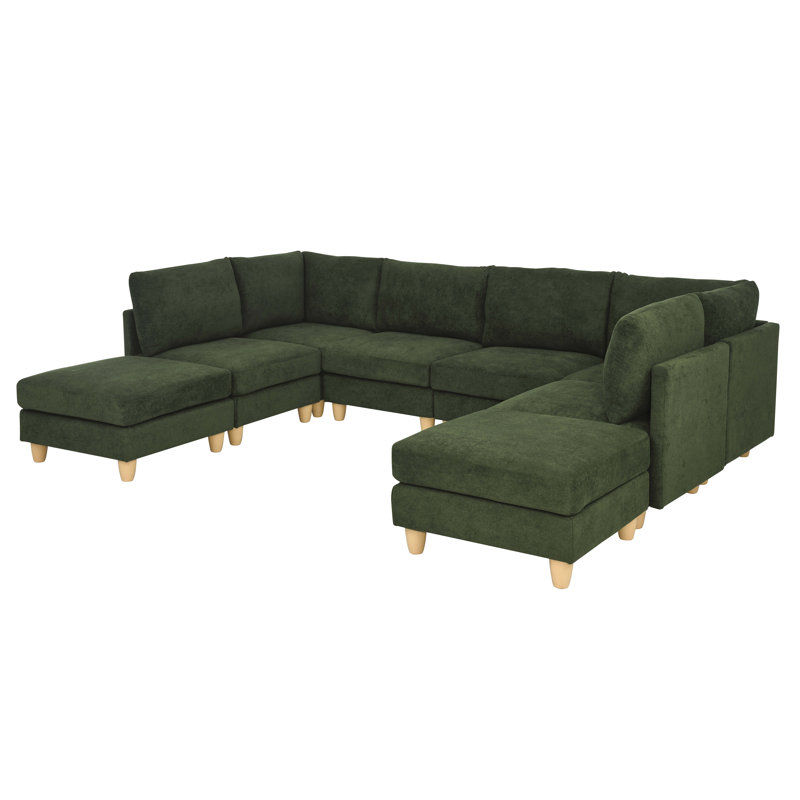 Boatwright Modular Sectional, Dark Green Polyester Blend