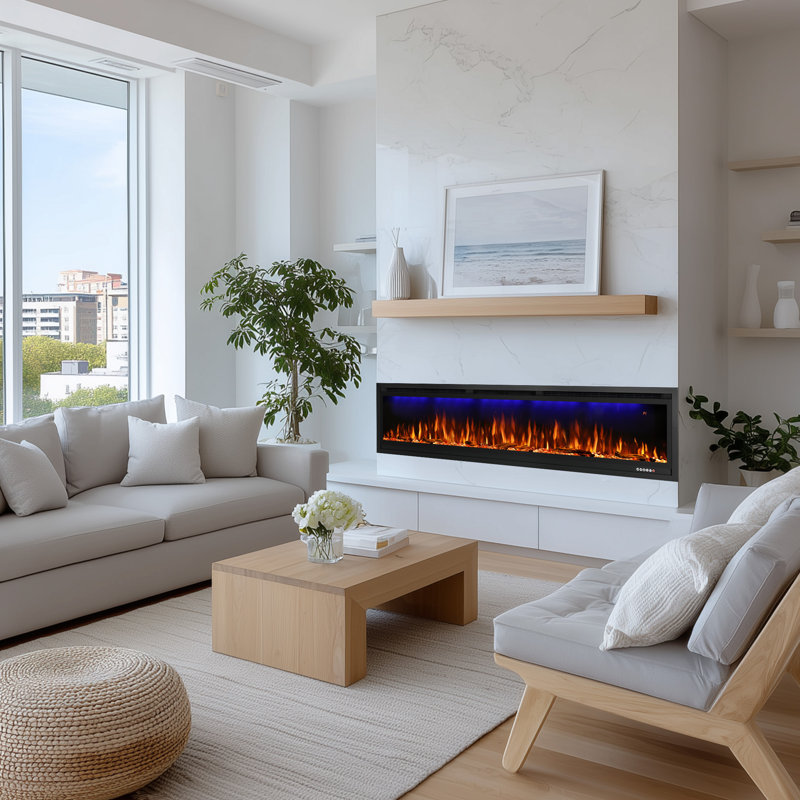 Electric Fireplace Inserts Smart , 17.72" H x 86.43" W x 6.3" D