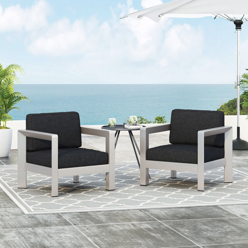 Mcnemar Aluminum Outdoor Lounge Chair, Gray