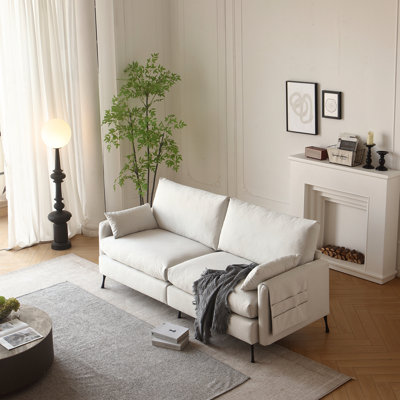 3 Cloud With Comfortable Cushions And Armrest Accessory, 80" W For Living Room Bedroom Office, White Pillows Feature,