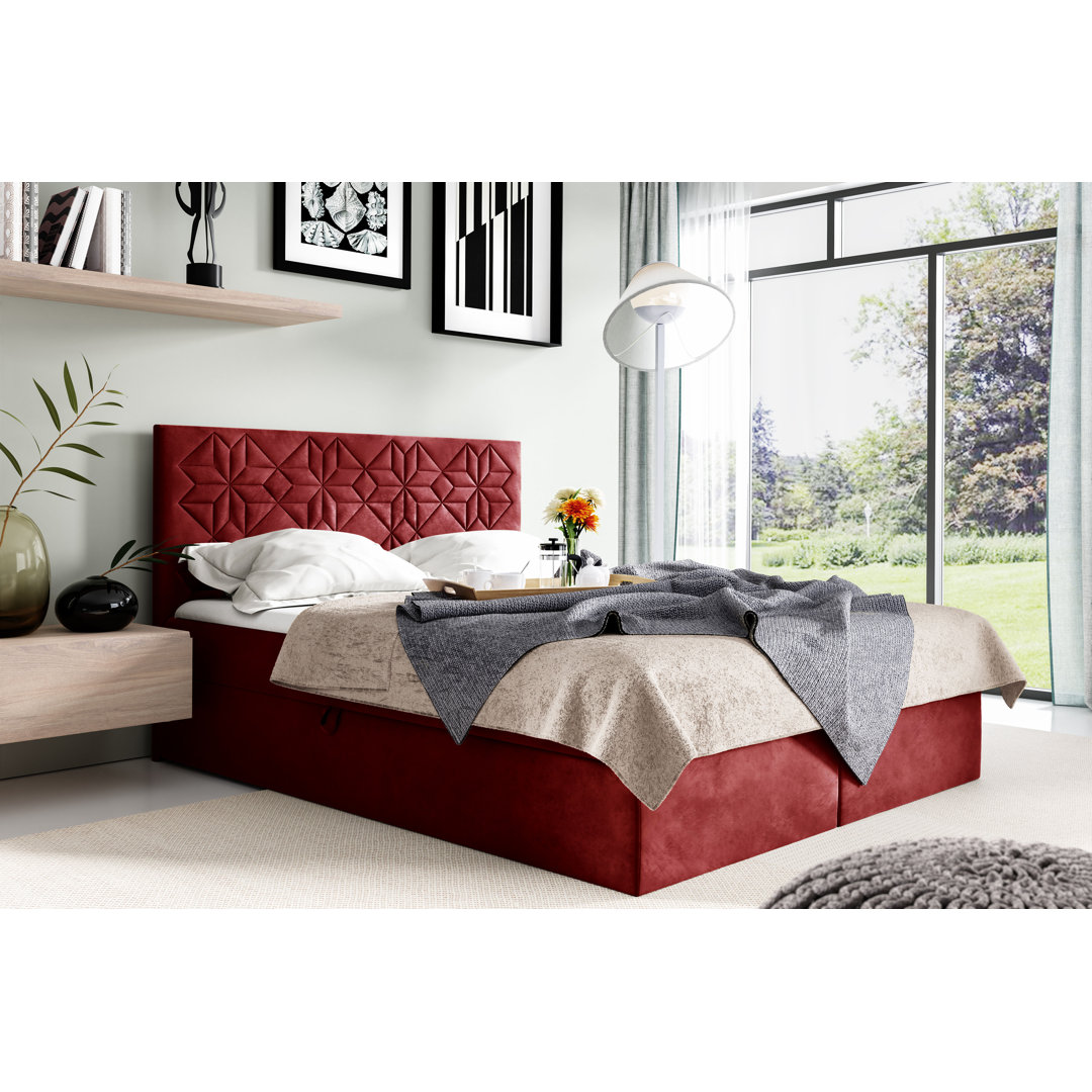 Boxspringbett Buariki mit Topper und Bettkasten