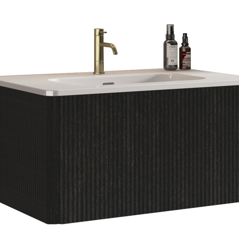 Meuble-lavabo rayé avec lavabo en céramique blanc, meuble-lavabo mural flottant pour salle de bain moderne, pré-assemblé