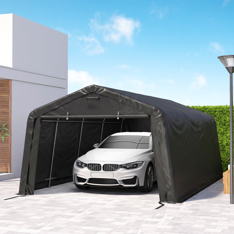 Abri de garage 12 'x 20' avec fenêtres de ventilation, noir, Noir