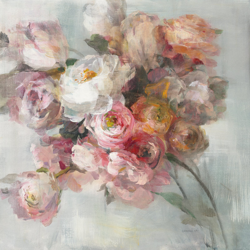 Blush Bouquet by Danhui Nai - Wrapped Canvas Painting, 30cm H x 30cm W x 3.8cm D