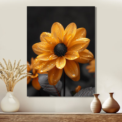 Décoration murale monochrome jaune et noir Dahlia Moment II - Dahlia