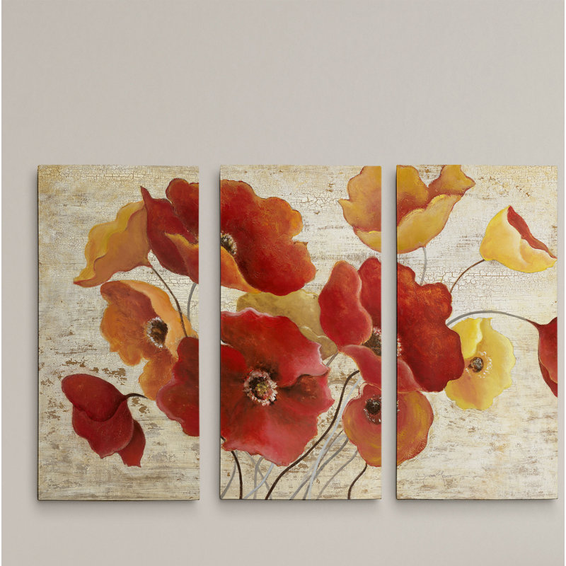 " Flanders Fields " 3 - Pieces, 24" H x 36" W x 1.5" D
