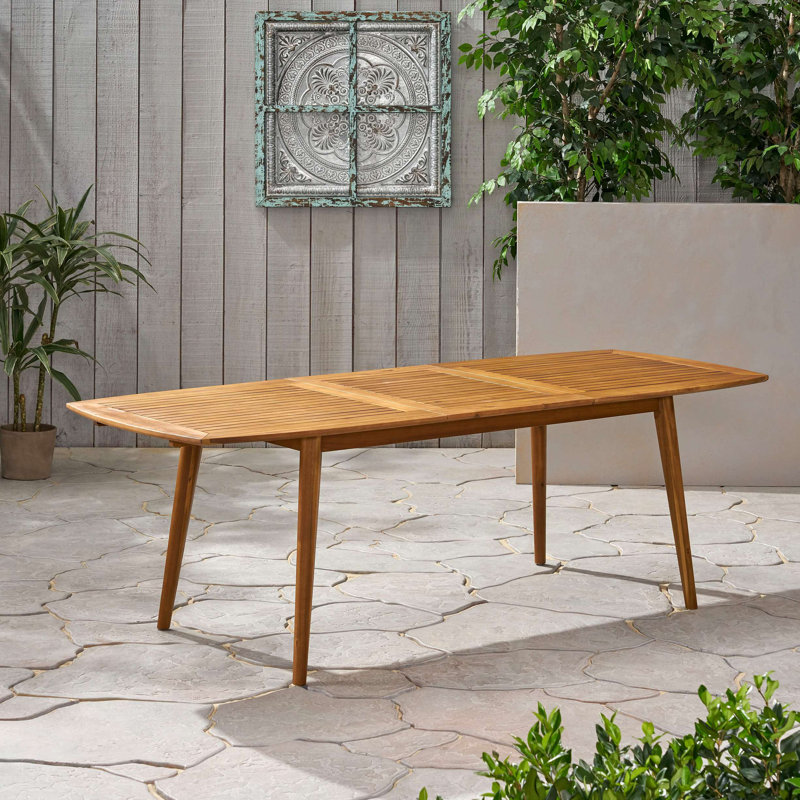 Table de salle à manger d'extérieur extensible en bois d'acacia, Teck
