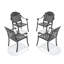 Chaise de patio en fonte d'aluminium 4 pièces avec cadre noir-130027491-130027493