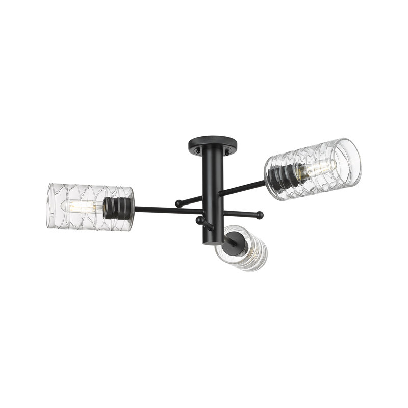 Plafonnier encastré 3 lumières Crown Point, H 10,13 po x l 29,38 po x P 29,38 po, Tourbillon déco, Noir mat