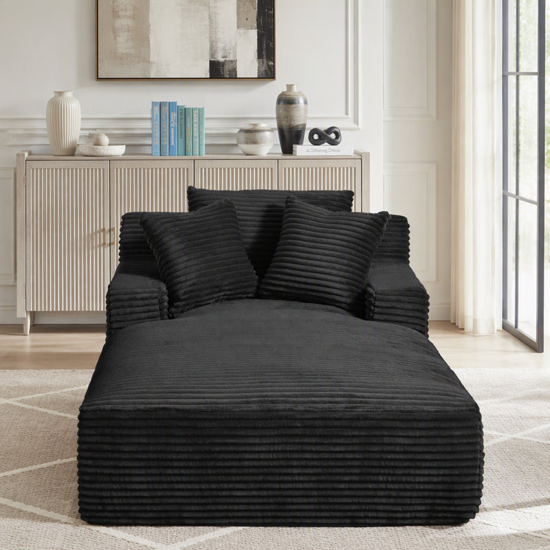 Chaise longue surdimensionnée en velours côtelé pour l'intérieur, Noir