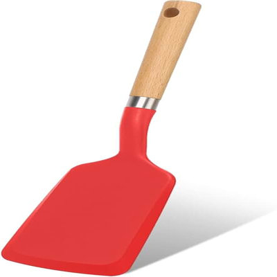 Red Silicone Spatula Turner for Cooking and Baking