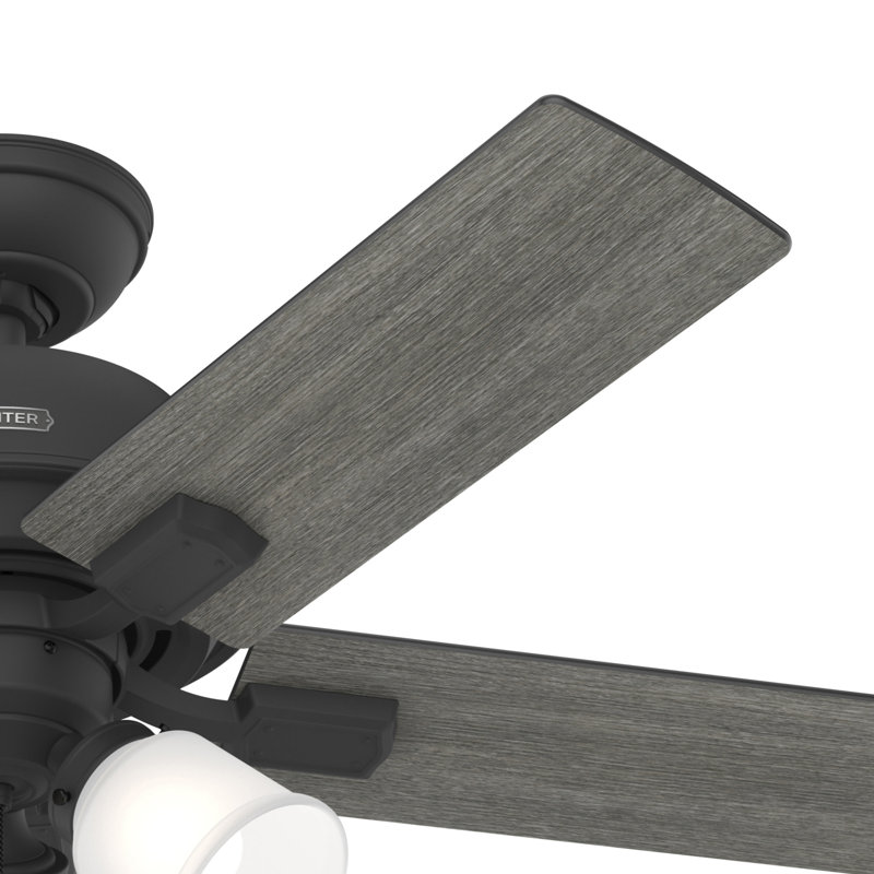 44" Crystal Peak 5 - Blade Ceiling Fan With Lights and Pull Chains, Matte Black