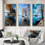 «Blue Lakeside Hideaway», 3 pièces sur toile-1670909370-1670909363