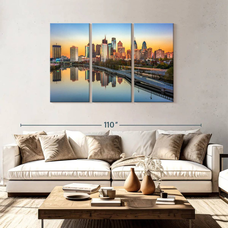 Philadelphia Skyline Reflection, 48" H x 74" W