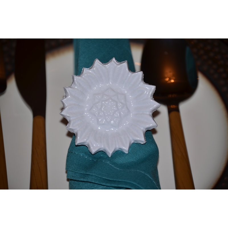 Rond de serviette fleur, Blanc