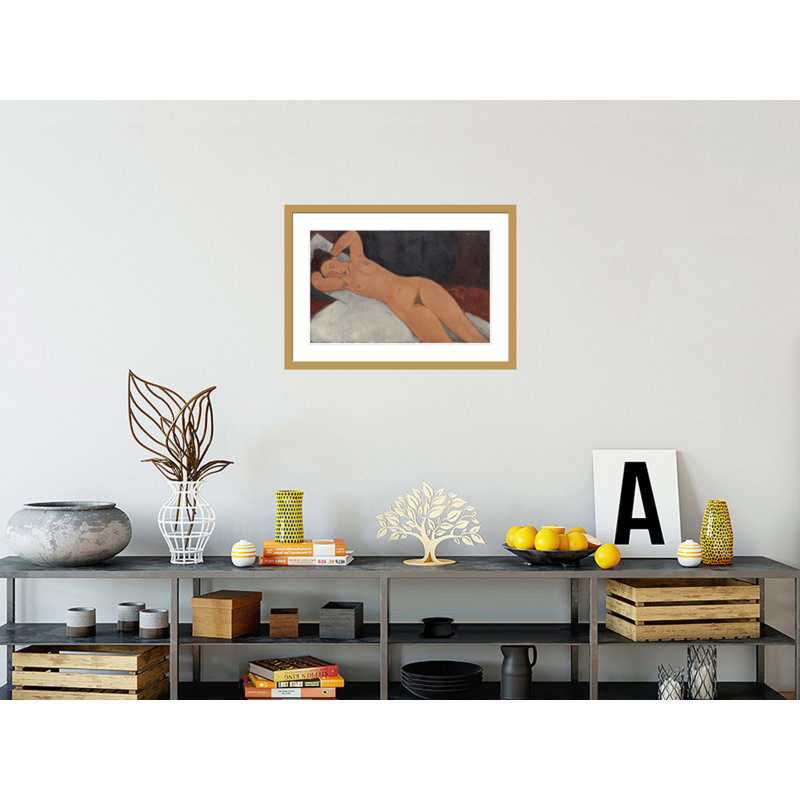 «Nude (Nu)» par Amedeo Modigliani - estampe numérique encadrée, H 20,88 po x l 29,5 po
