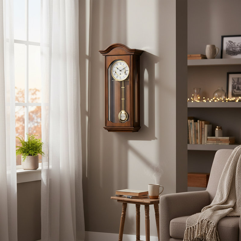 Hermle Brooke Westminster Chime Antique Walnut 12" Wall Clock, Antique Walnut