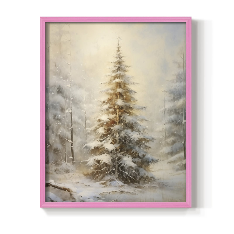 «Christmas Holiday Art», reproduction encadrée en bois massif, H 15 po x l 12 po, Rose