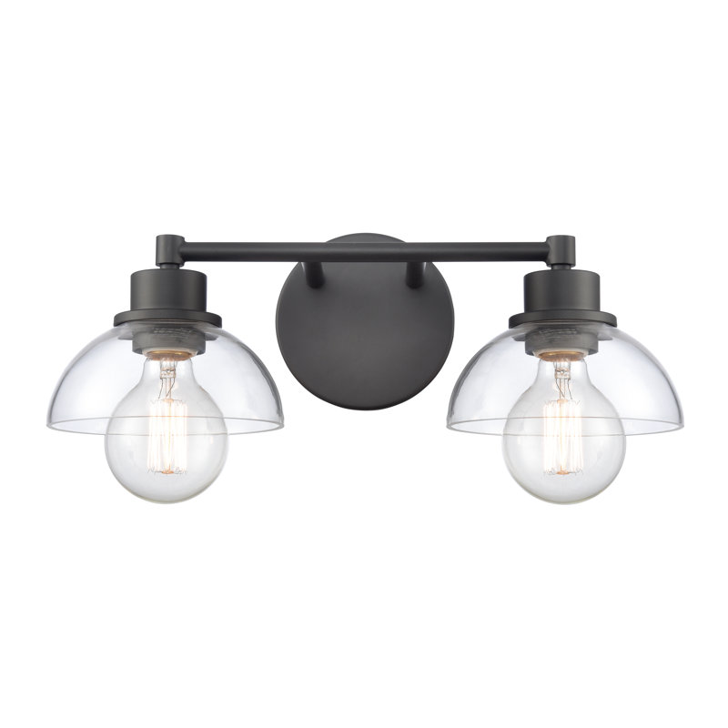 Éclairage pour salle de bain 2 lumières Julian - noir mat 16 po Julian, H 6 po x l 16 po x P 7,5 po, Noir, Deux lumières