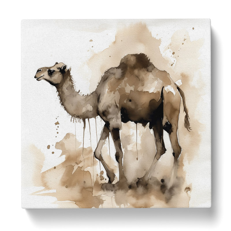 Camel Ink Wash - No Frame Print, 50cm H x 50cm W x 3cm D