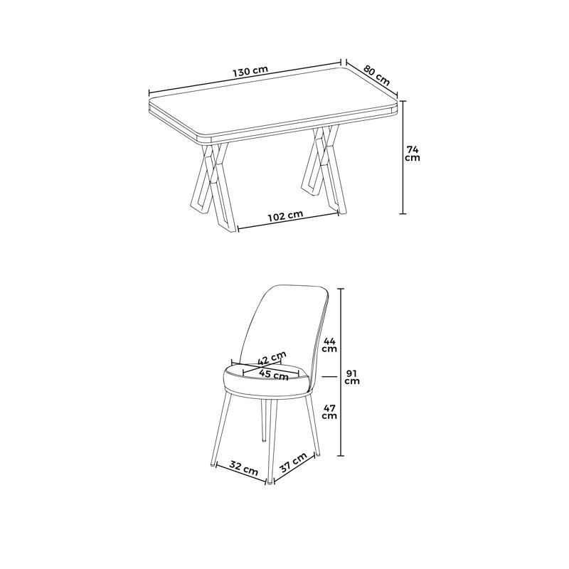 Ensemble de table et chaises de salle à manger 5 pièces Modern, finition marbre noir et chrome | Table laquée à panneau (51,2 po x 29,1 po x 31,5 po) et 4 chaises (17,7 po x 35,8 po x 16,5 po) | Pieds en métal, tissu Babyface, coussins en mousse confortables, design élégant pour une salle à manger glamour